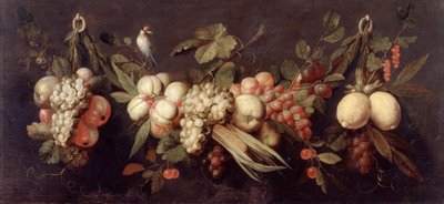 Stillleben mit Obst und einem Vogel von Jan Pauwel the elder Gillemans